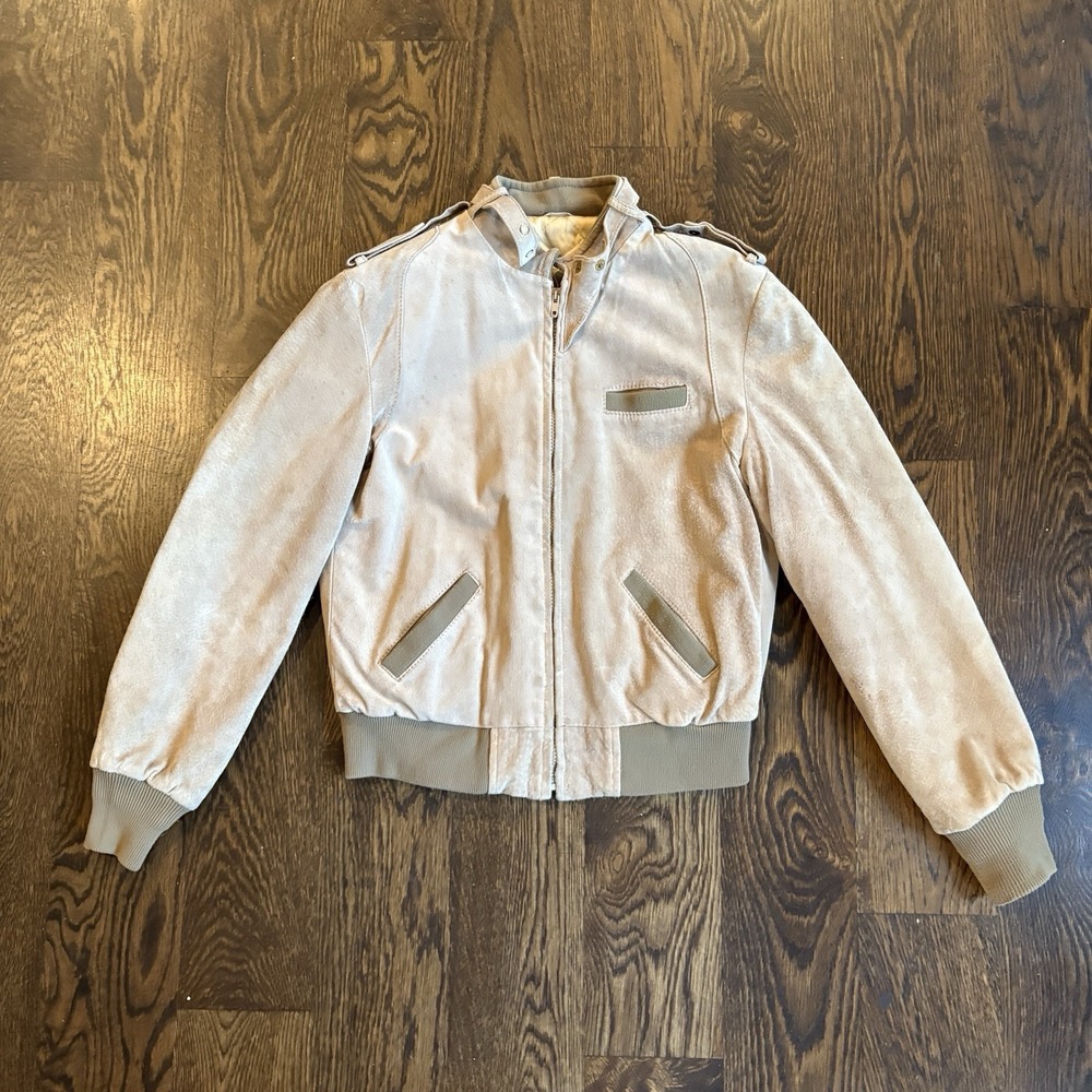 Vtg 70s Kirks Suede Life Bomber Jacket Mens 38" Tan Leather Flight Quilted USA